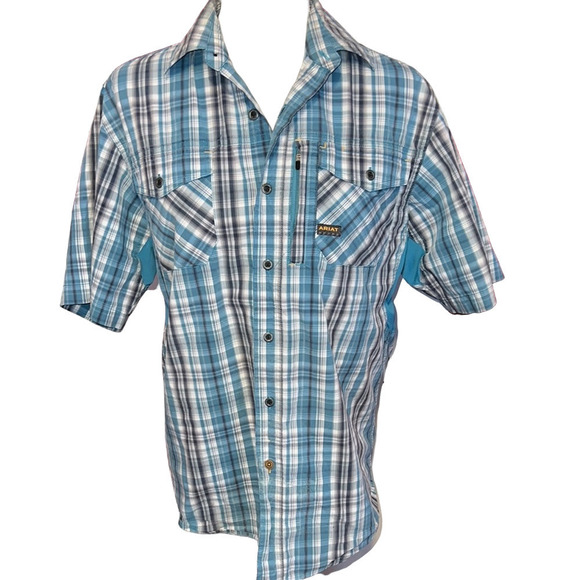 Ariat Other - Ariat Rebar Plaid Button
Blue and White Casual Button Down Shirt Small
